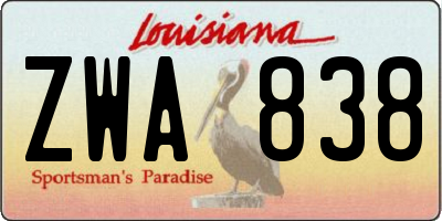 LA license plate ZWA838