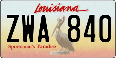 LA license plate ZWA840