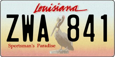 LA license plate ZWA841