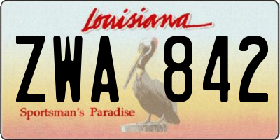 LA license plate ZWA842