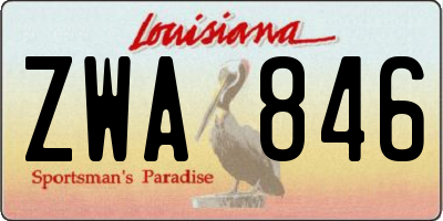 LA license plate ZWA846