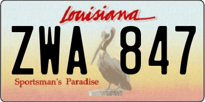 LA license plate ZWA847