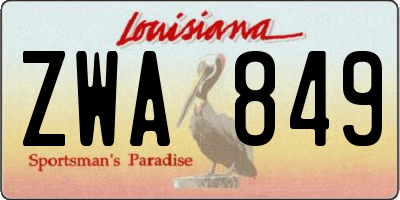 LA license plate ZWA849