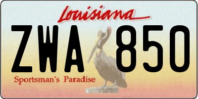 LA license plate ZWA850