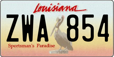 LA license plate ZWA854