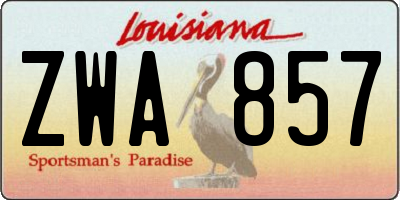 LA license plate ZWA857