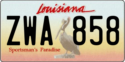 LA license plate ZWA858