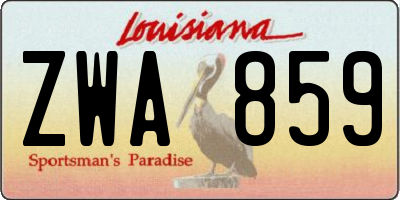 LA license plate ZWA859