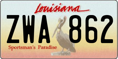 LA license plate ZWA862