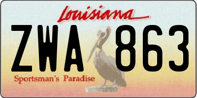 LA license plate ZWA863