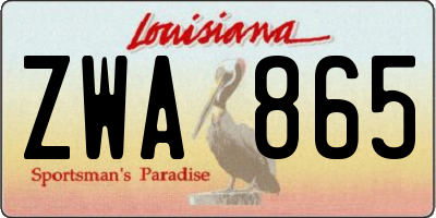 LA license plate ZWA865