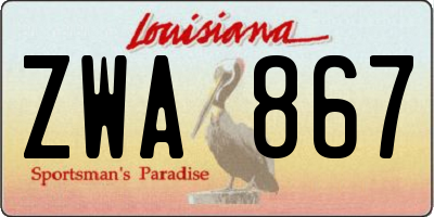 LA license plate ZWA867