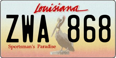 LA license plate ZWA868