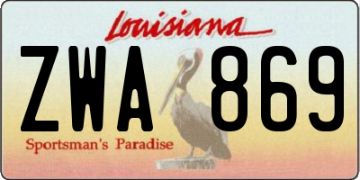 LA license plate ZWA869