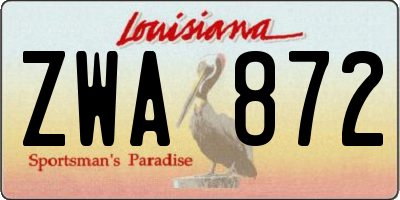 LA license plate ZWA872