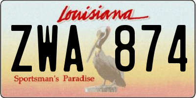 LA license plate ZWA874