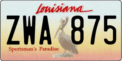 LA license plate ZWA875