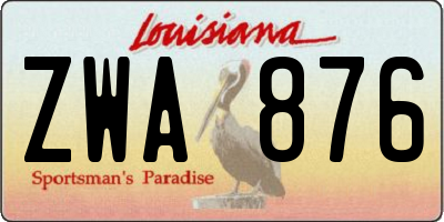 LA license plate ZWA876