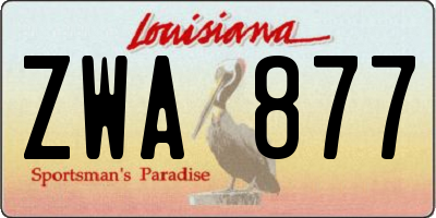 LA license plate ZWA877