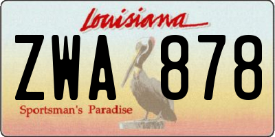 LA license plate ZWA878