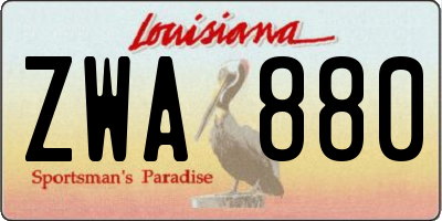 LA license plate ZWA880