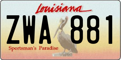 LA license plate ZWA881