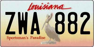 LA license plate ZWA882