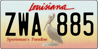 LA license plate ZWA885