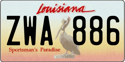 LA license plate ZWA886