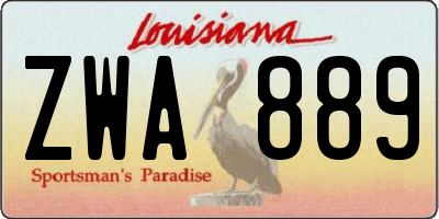 LA license plate ZWA889