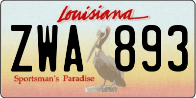 LA license plate ZWA893