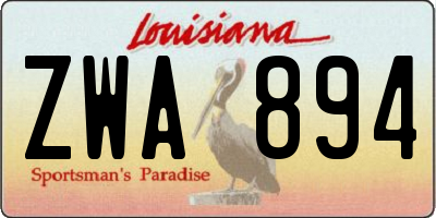 LA license plate ZWA894