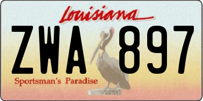 LA license plate ZWA897
