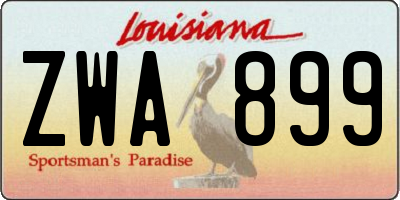 LA license plate ZWA899