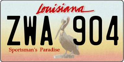 LA license plate ZWA904