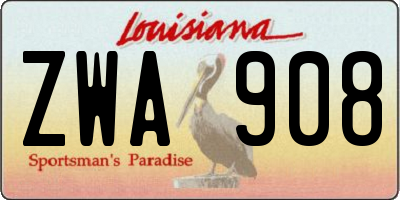 LA license plate ZWA908