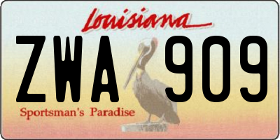 LA license plate ZWA909