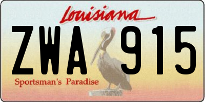 LA license plate ZWA915