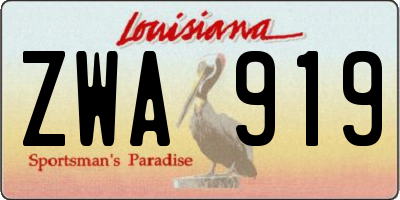 LA license plate ZWA919