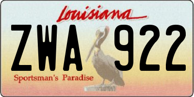 LA license plate ZWA922