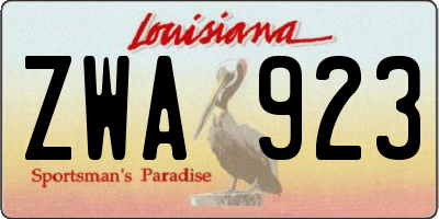 LA license plate ZWA923