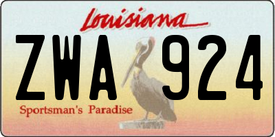 LA license plate ZWA924