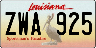 LA license plate ZWA925