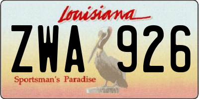 LA license plate ZWA926