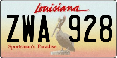 LA license plate ZWA928