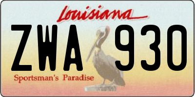 LA license plate ZWA930