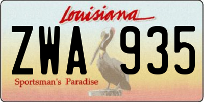 LA license plate ZWA935