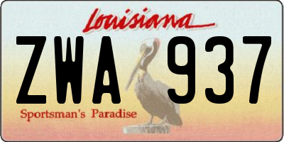 LA license plate ZWA937