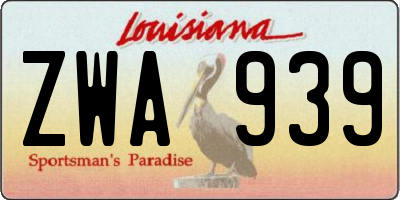 LA license plate ZWA939