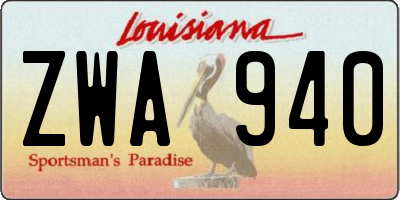 LA license plate ZWA940